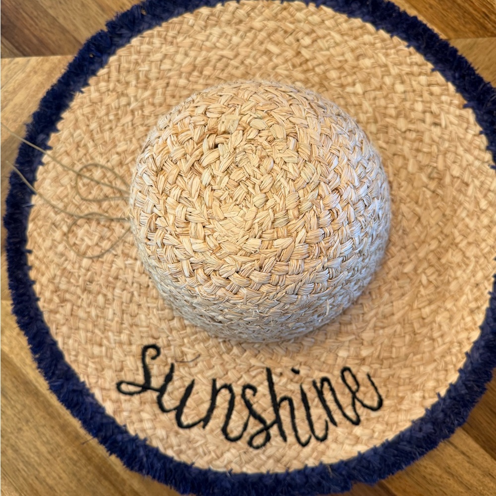 Sunshine Straw Hat with Navy Trim